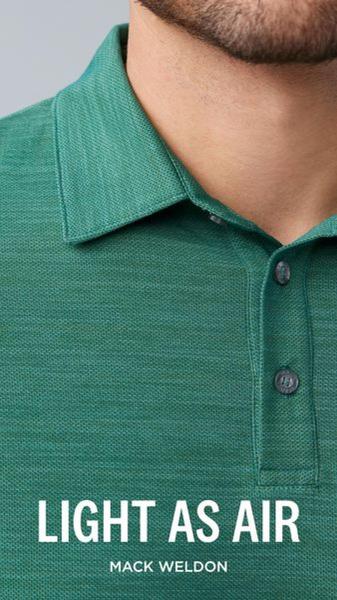 polo shirt, golf shirt, collared shirt, casual shirt, sport shirt, product launch, minimalist, fresh, trustworthy, green